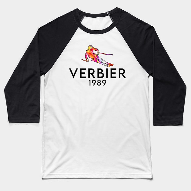 Ski Verbier 1989 Baseball T-Shirt by Captain-Jackson